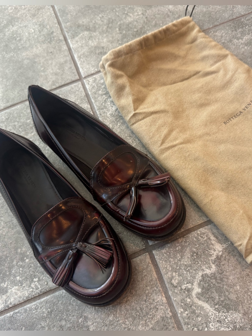 Bottega Veneta Burgundy Tassel Loafers EU 39 US 8.5 Leather one Dust Bag